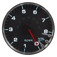 Load image into Gallery viewer, AutoMeter Spek-Pro Gauge Tachometer 5in 8K Rpm W/Shift Light and Peak Mem Black/Chrome (P23831)