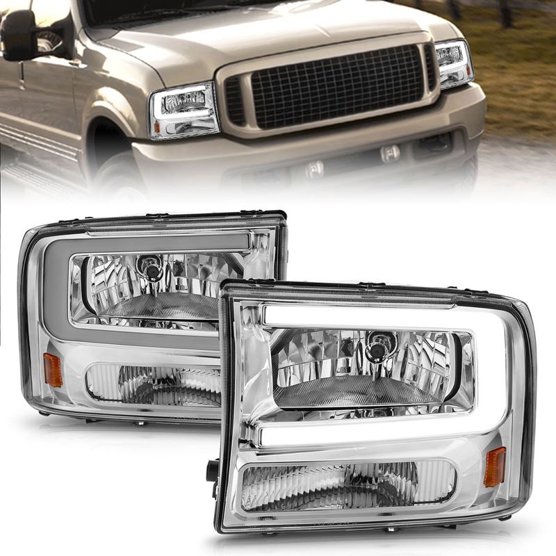 ANZO USA Crystal Headlight Set for 2000-2004 Ford Excursion (111550)