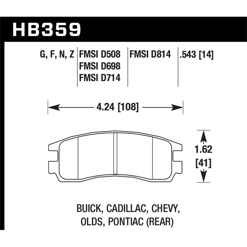 Hawk Performance Performance Ceramic Brake Pads (HB359Z.543)