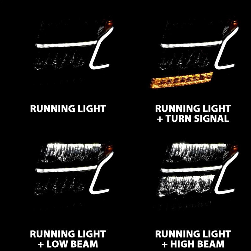 ANZO USA LED Crystal Headlight, w/Plank Style, Black Clear w/Sequential Amber, Pair, (111478)