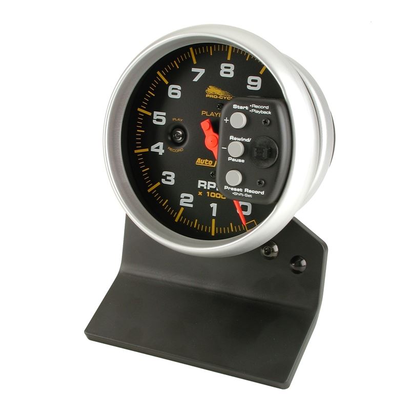 AutoMeter Pro-Cycle Gauge Tach 5in 9K Rpm Pedestal W/ Rpm Playback Black (19266)