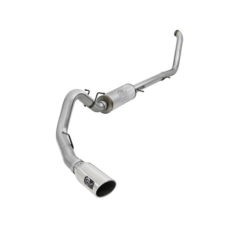 aFe Large Bore-HD 4 IN 409 Stainless Steel Turbo-Back Exhaust System w/ Polished Tip (49-43008-P)