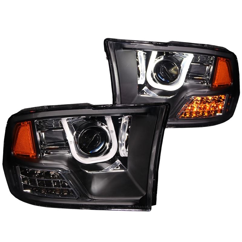 ANZO USA 2009-2016 Dodge Ram 1500 Projector Headlights w/ U-Bar Black (111270)