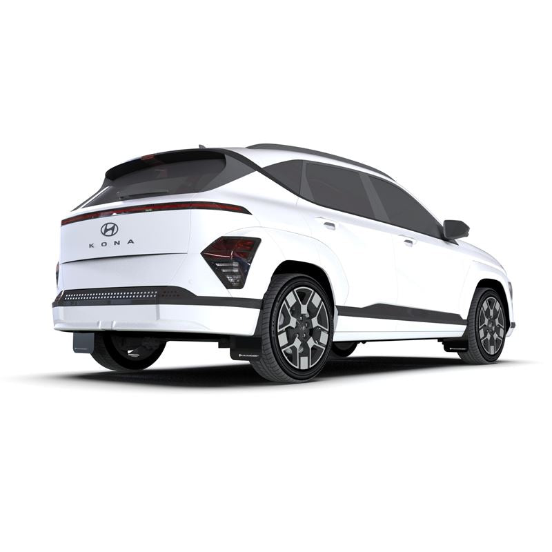 Rally Armor Black Mud Flap/White Logo for 2024 Hyundai Kona N Line (MF113-UR-BLK-WH)