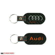 Load image into Gallery viewer, Fabspeed Audi Black, Silver, Red Carbon Fiber Keyring (FS-CF-CKR-AURS)