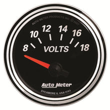 Load image into Gallery viewer, AutoMeter Designer Black II 52mm 18V Voltmeter Gauge (1293)