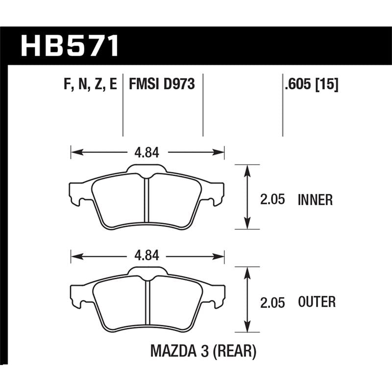 Hawk Performance Blue 9012 Brake Pads (HB571E.605)