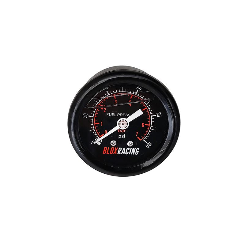 Blox Racing Liquid-Filled Fuel Pressure Gauge 0-100psi (Black Face) (BXGA-00125-BK)