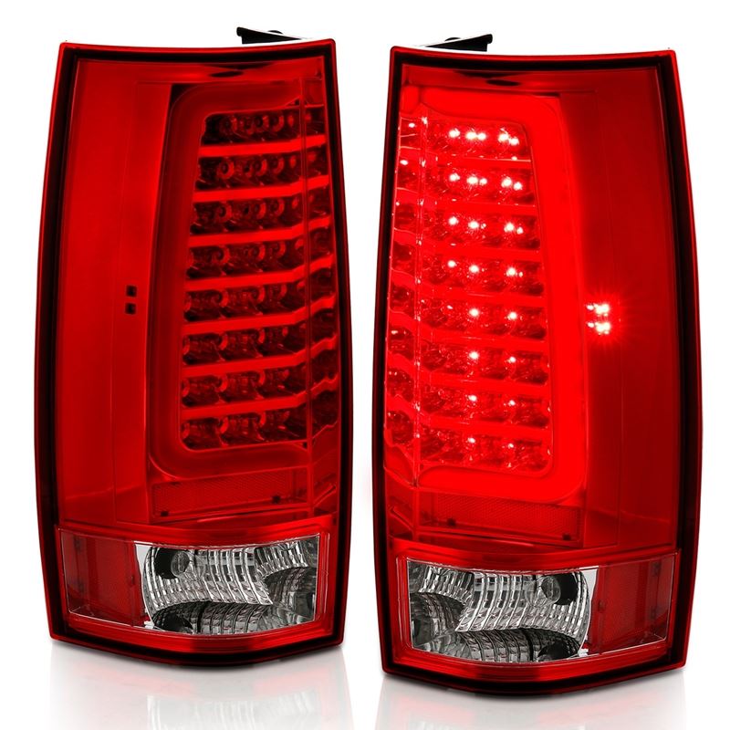 ANZO USA Tail Light Assembly, LED, Red/Clear Lens, Chrome Housing, w/Plank Style Design, Pair, (311323)