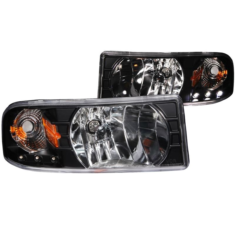 ANZO USA 1994-2001 Dodge Ram Crystal Headlights Black w/ LED (111205)