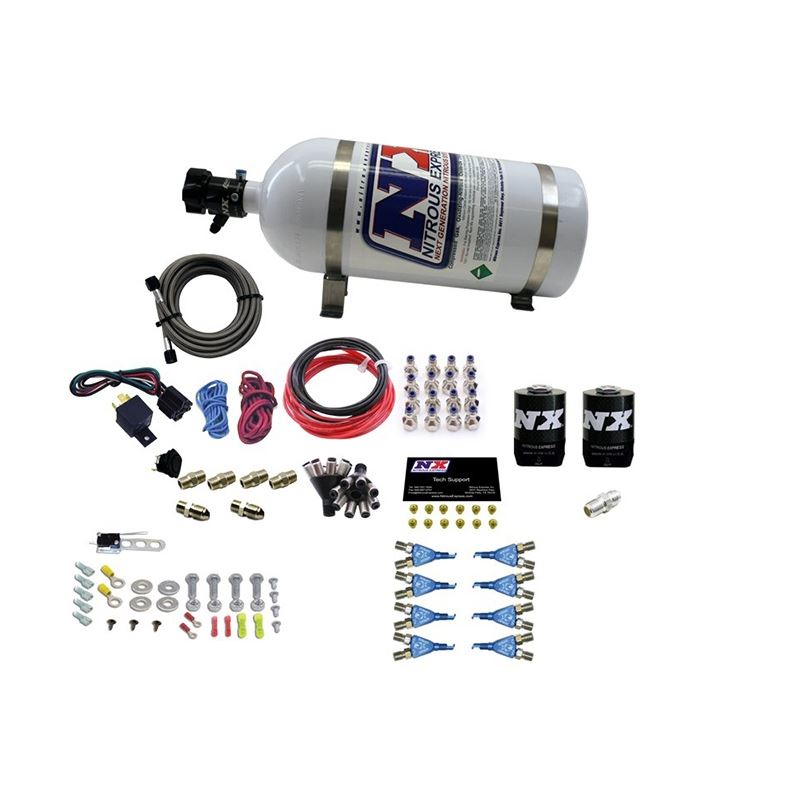 Nitrous Express 8 Cyl Soft Line Shark Rail Nitrous Kit w/10lb Bottle Pushloc (80008-10)