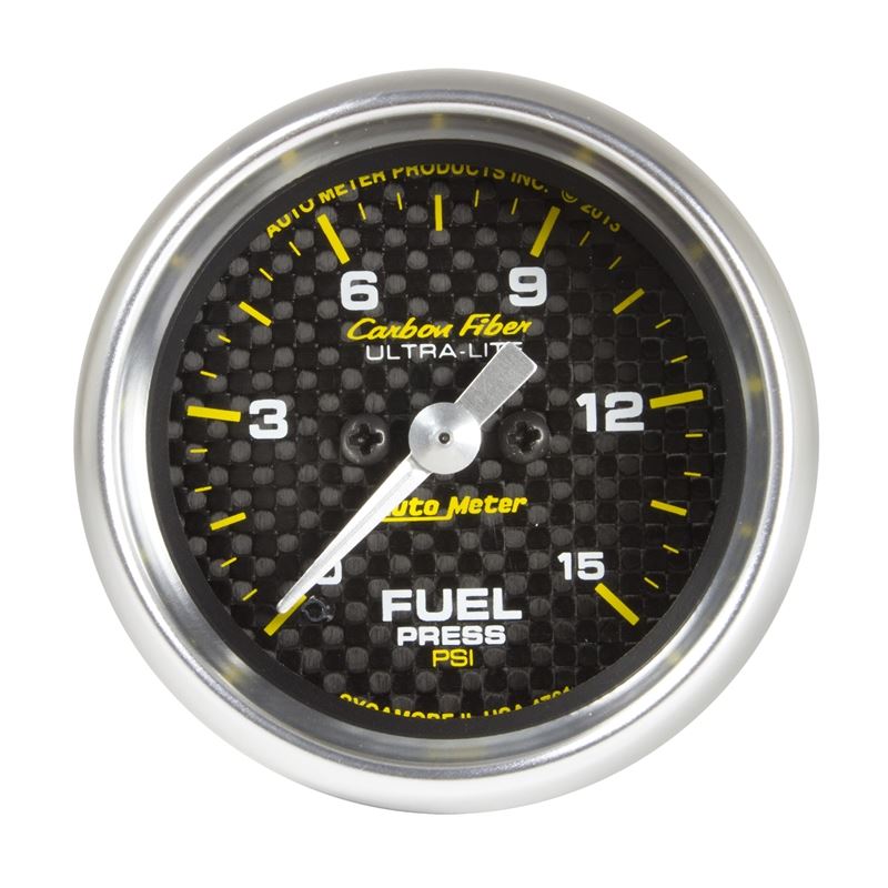 AutoMeter Carbon Fiber 52.4mm Full Sweep Electronic 0-15 PSI Fuel Pressure Gauge (4761)