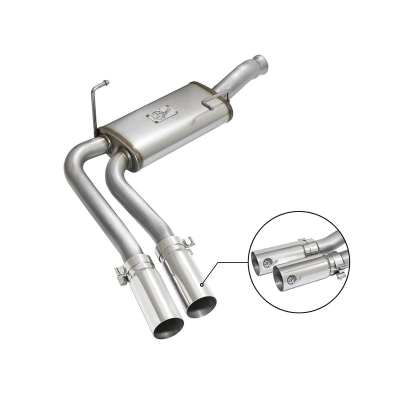 aFe Rebel Series 3 IN to 2-1/2 IN 409 Stainless Steel Cat-Back Exhaust w/ Polish Tip (49-44070-P)