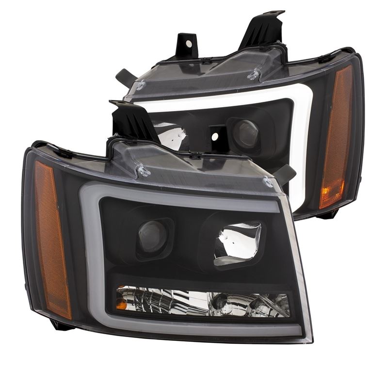 ANZO USA Projector Headlights w/Plank Style Switchback, Black w/Amber, Pair (111402)