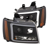 ANZO USA Projector Headlights w/Plank Style Switchback, Black w/Amber, Pair (111402)