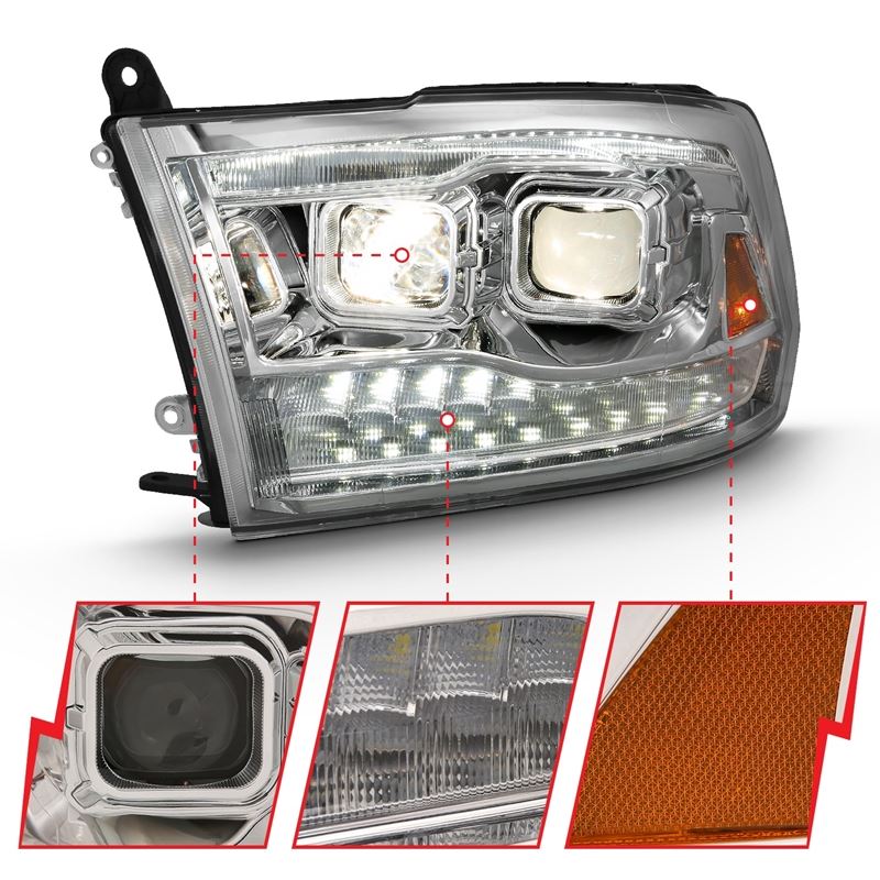 ANZO USA Projector Headlight Set w/Switchback Black w/Amber Pair (111441)