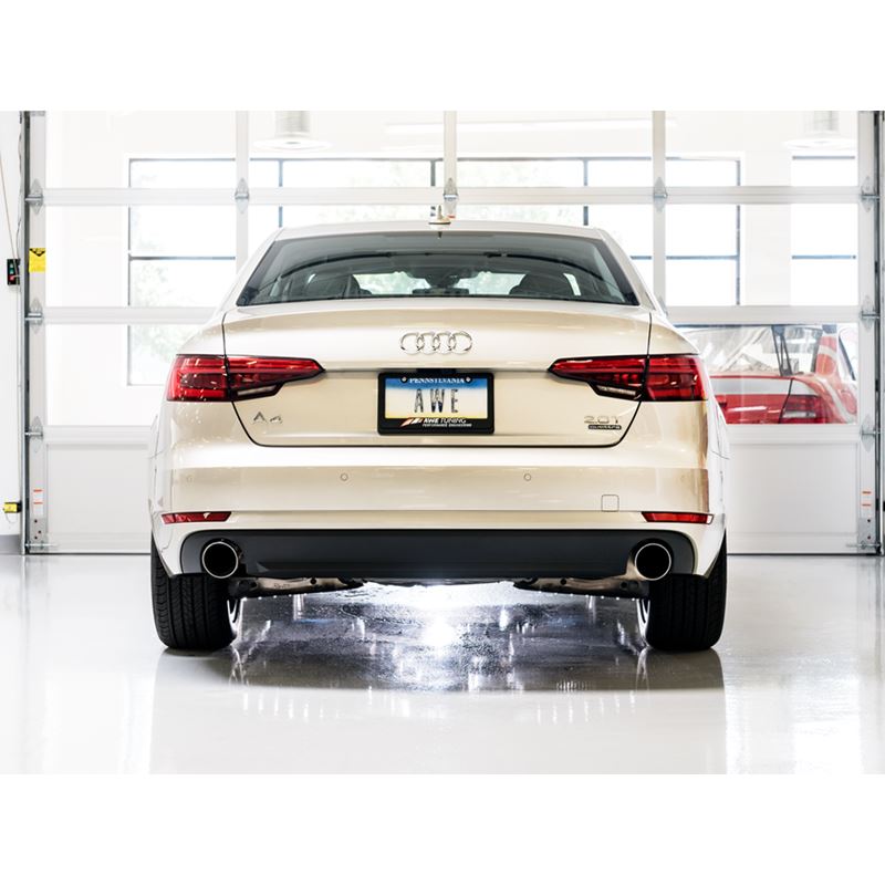 AWE Tuning Touring Edition Exhaust for B9 A4, Dual Outlet - Chrome Silver Tips (includes DP) (3015-32078)