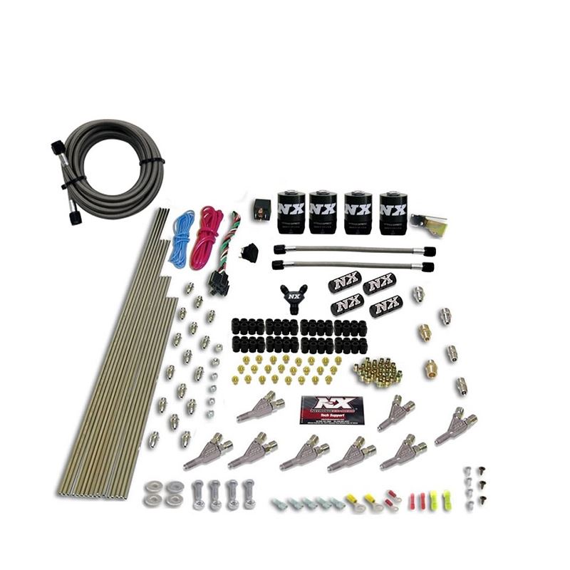 Nitrous Express STD Nozzle Nitrous Kit (200-500HP) Gas w/Dist Block & 4 Solenoids w/o Bottle (80018-00)