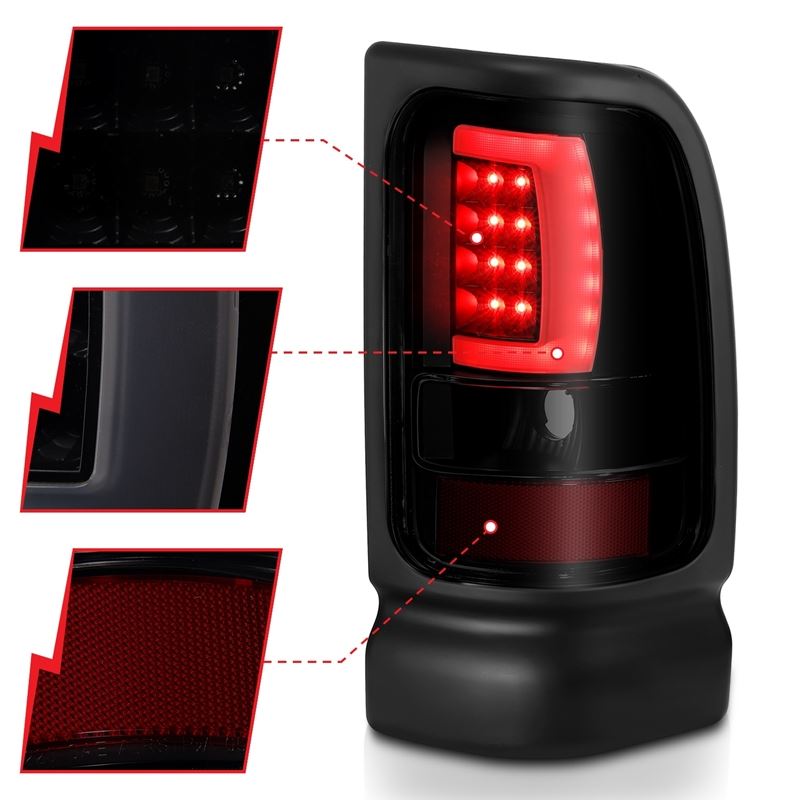 ANZO USA Tail Light Assembly, LED, Smoke Lens, Black Housing, Pair, (311340)