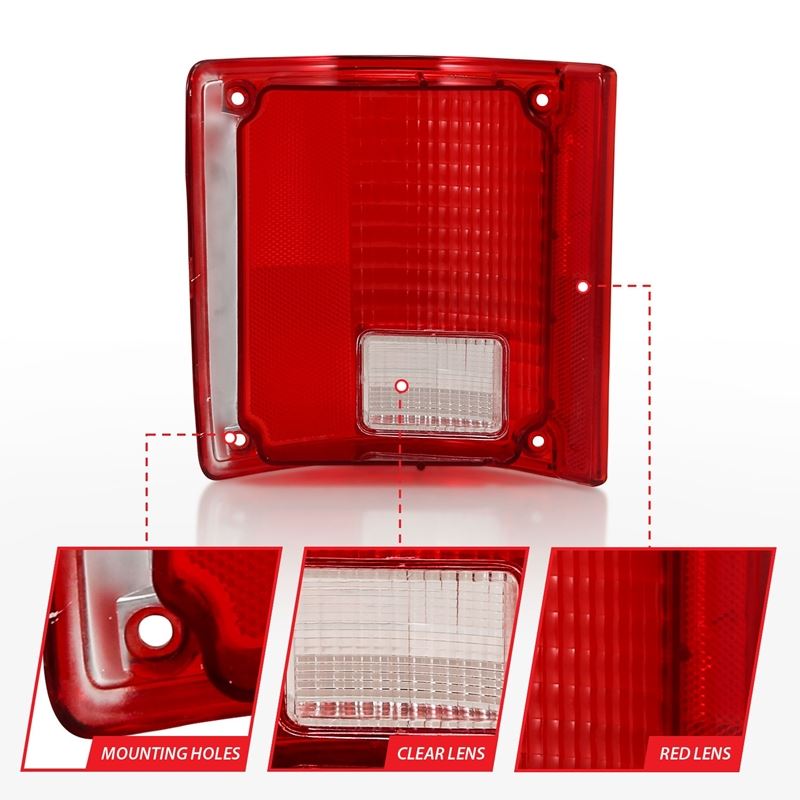 ANZO USA Tail Light Assembly, Red/Clear Lens, w/o Chrome Trim Fleetside, Pair, OE Replacement, (311317)