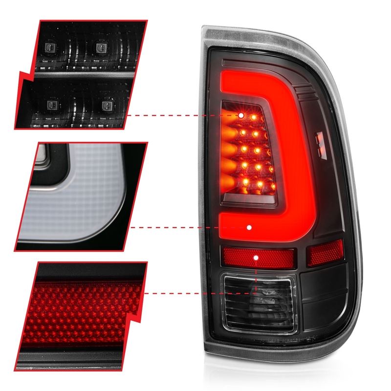 ANZO USA Tail Light Assembly, LED, Clear Lens, Black Housing, Pair, (311356)