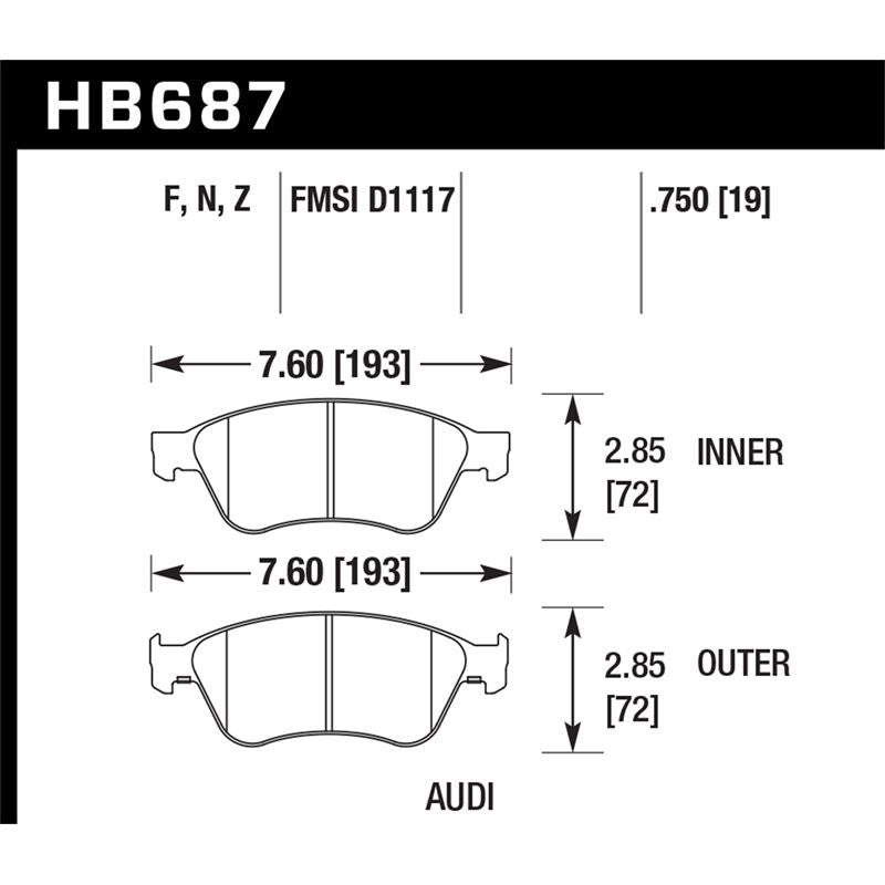 Hawk Performance HPS 5.0 Brake Pads (HB687B.750)