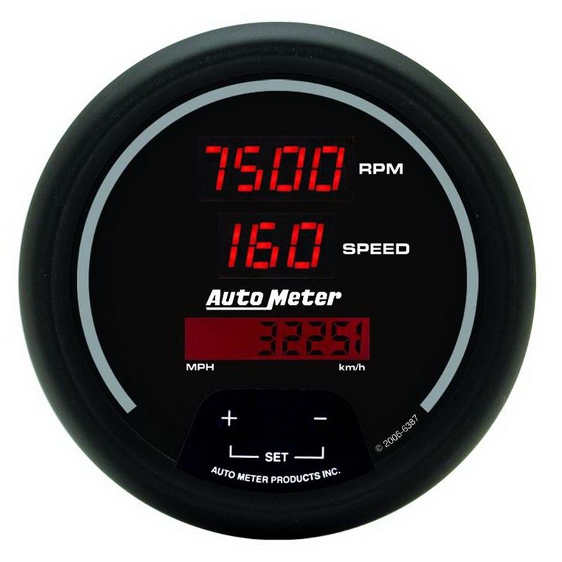 AutoMeter Black 85.7mm 8000 RPM/160 MPH or 260 km/h Digital Tach/Speedo Combo Gauge (6387)