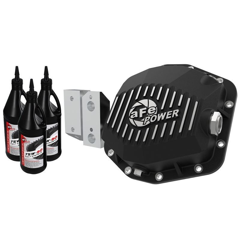 aFe Pro Series Dana M220 Rear Differential Cover Black w/ Machined Fins and Gear Oil (46-71191B)