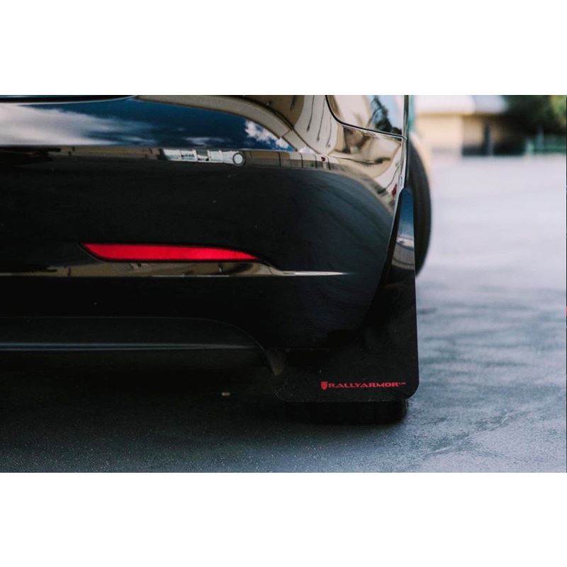 Rally Armor Black Mud Flap/Dark Grey Logo for 2017-2020 Tesla 3 (MF62-UR-BLK/DGRY)