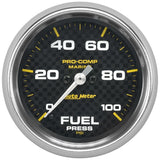 AutoMeter Marine Carbon Fiber 2-5/8in 100 PSI Digital Stepper Motor Fuel Pressure Gauge (200851-40)