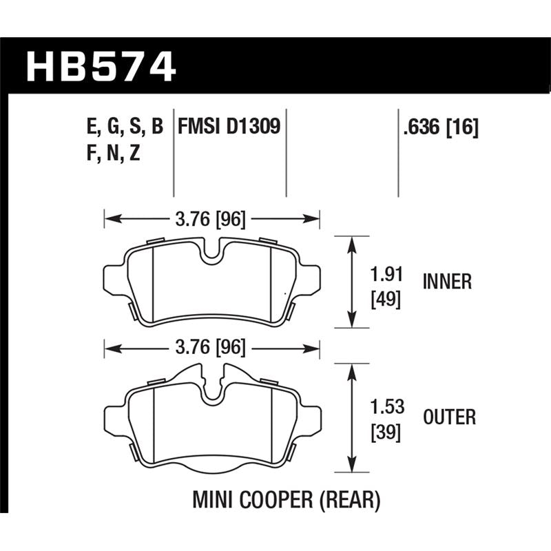 Hawk Performance HPS 5.0 Brake Pads (HB574B.636)