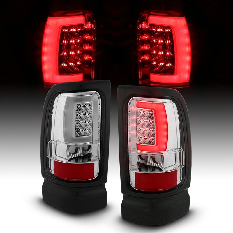 ANZO USA Tail Light Assembly, LED, Clear Lens, Chrome Housing, Pair, (311341)