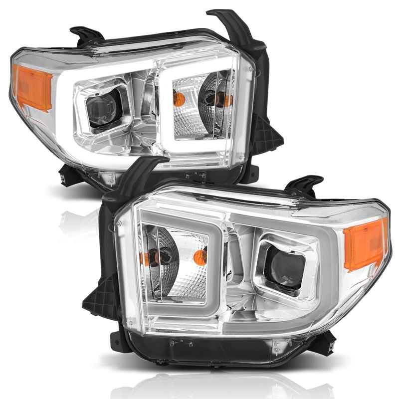 ANZO USA Projector Headlight Set w/Plank Style Switchback Chrome w/Amber Pair (111415)