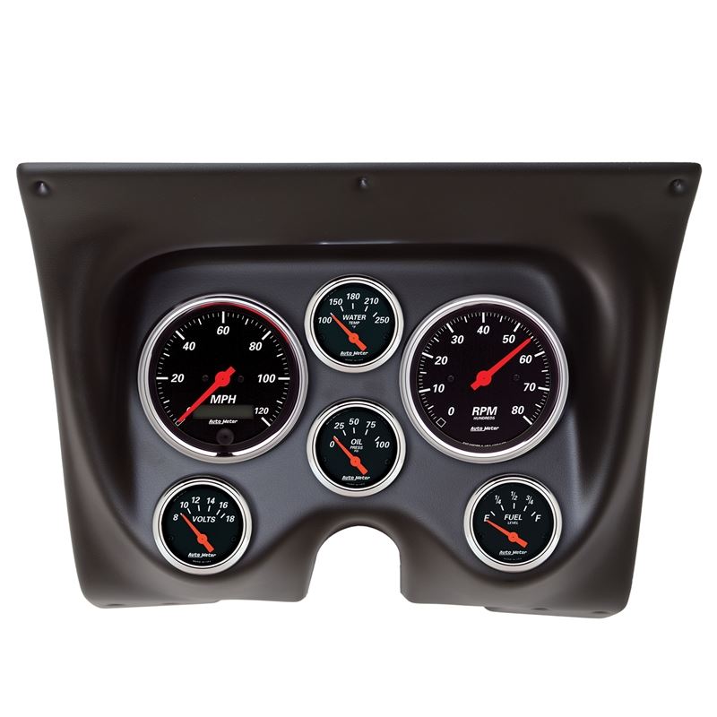 AutoMeter Designer Black 67-68 Camaro/Firebird Dash Kit 6pc Tach / MPH / Fuel / Oil / WTMP / Volt (7020-DB)