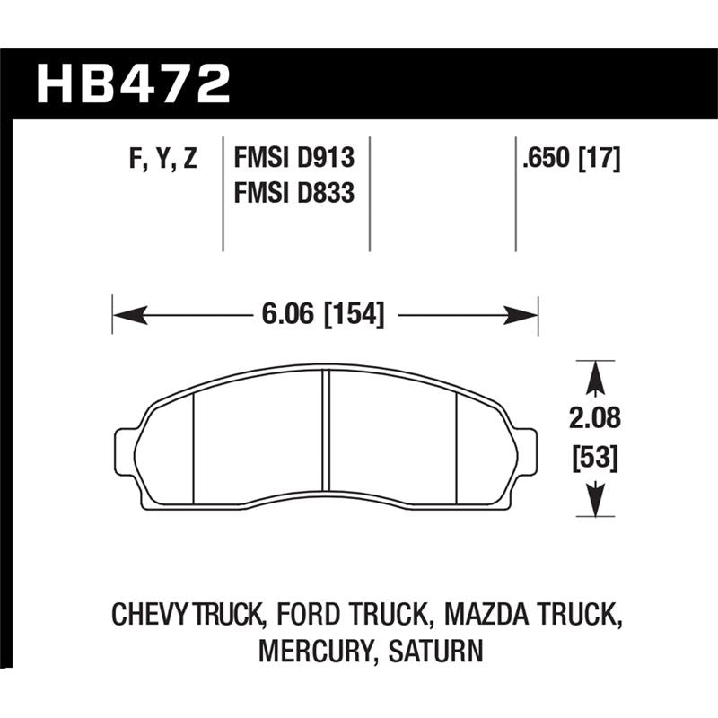 Hawk Performance Performance Ceramic Brake Pads (HB472Z.650)