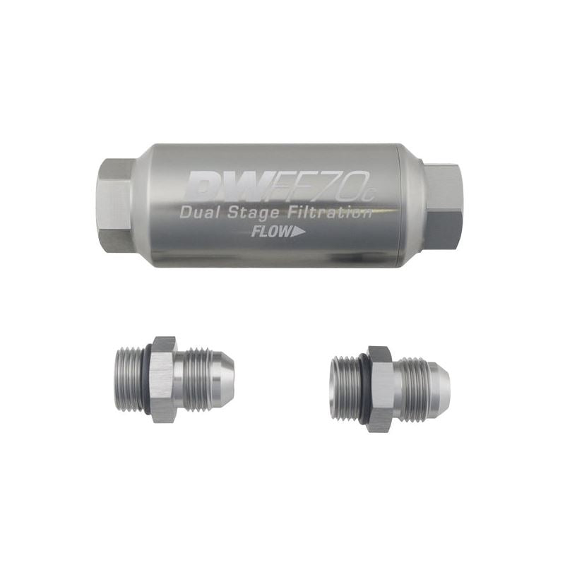 Deatschwerks -8AN, 10 micron, 70mm compact in-line fuel filter kit (8-03-70C-010K-8)