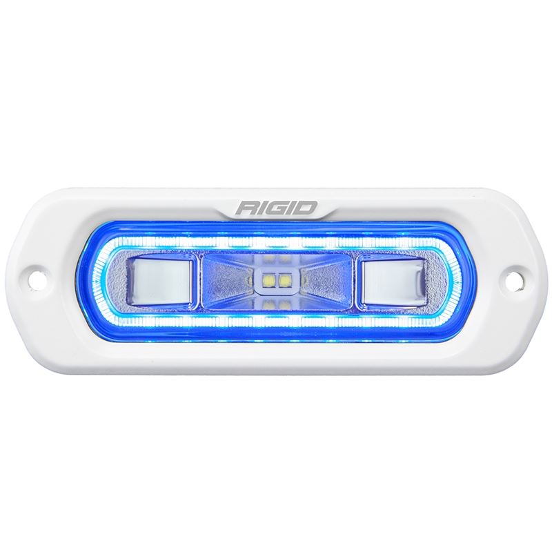 Rigid Industries SR-L Series Marine Spreader Pod, 2 Wire Flush Mount, White W/Blue Halo (51201)