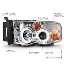 Load image into Gallery viewer, ANZO USA Projector Headlight Set w/Halo, Clear/Amber Lens, Chrome, Pair, (111491)