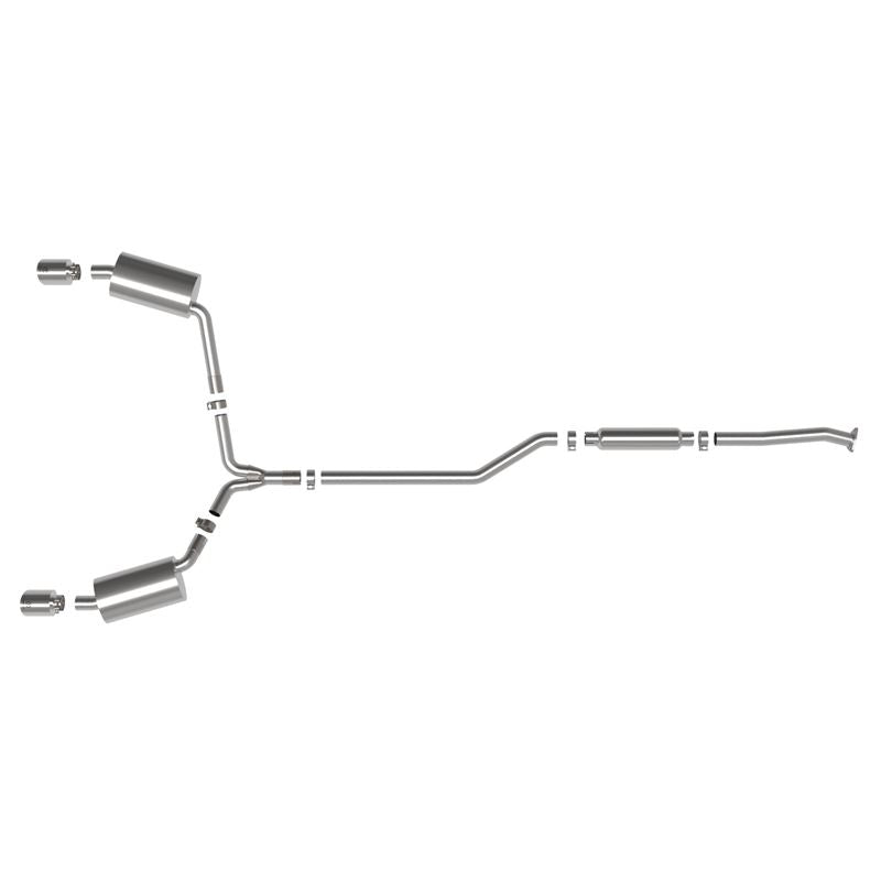 Takeda 2-1/2 IN to 2-1/4 IN 304 Stainless Steel Cat-Back Exhaust System Polished (49-36629-P)