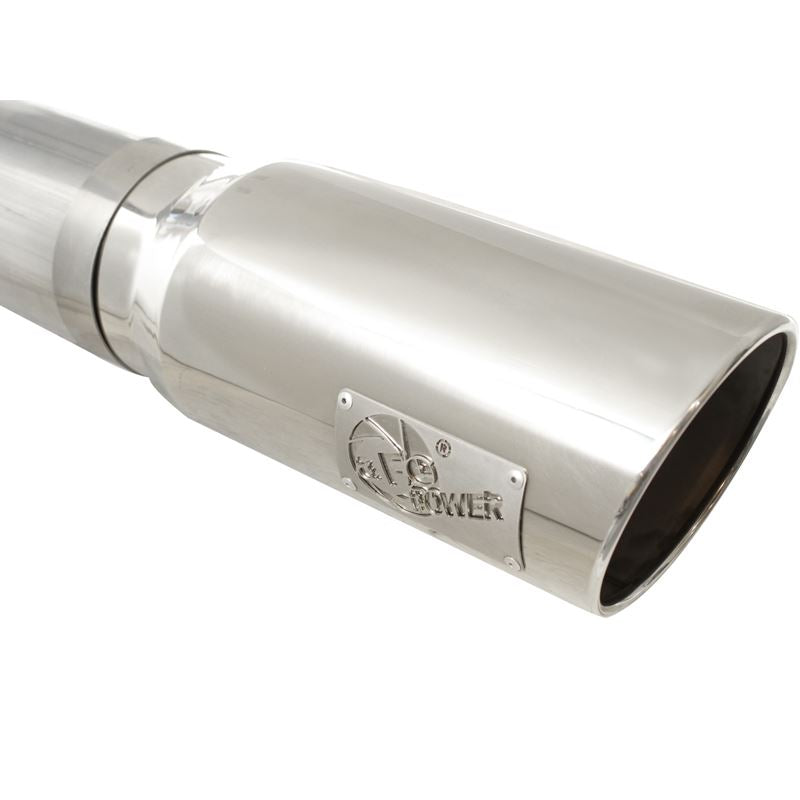 aFe Large Bore-HD 5 IN 409 Stainless Steel DPF-Back Exhaust System w/Polished Tip (49-44040-P)