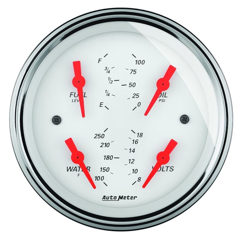 AutoMeter Arctic White 5in Quad GA, Fuel Level, 0-90 OHM (1319)