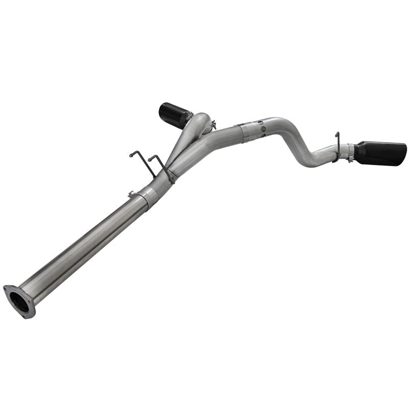 aFe Large Bore-HD 4 IN 409 Stainless Steel DPF-Back Exhaust System w/Black Tip (49-43065-B)