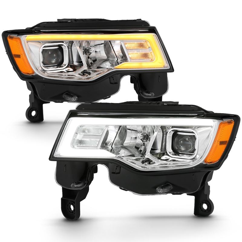 ANZO USA Projector Headlight Set w/Plank Style Switchback Chrome w/Amber Pair (111419)