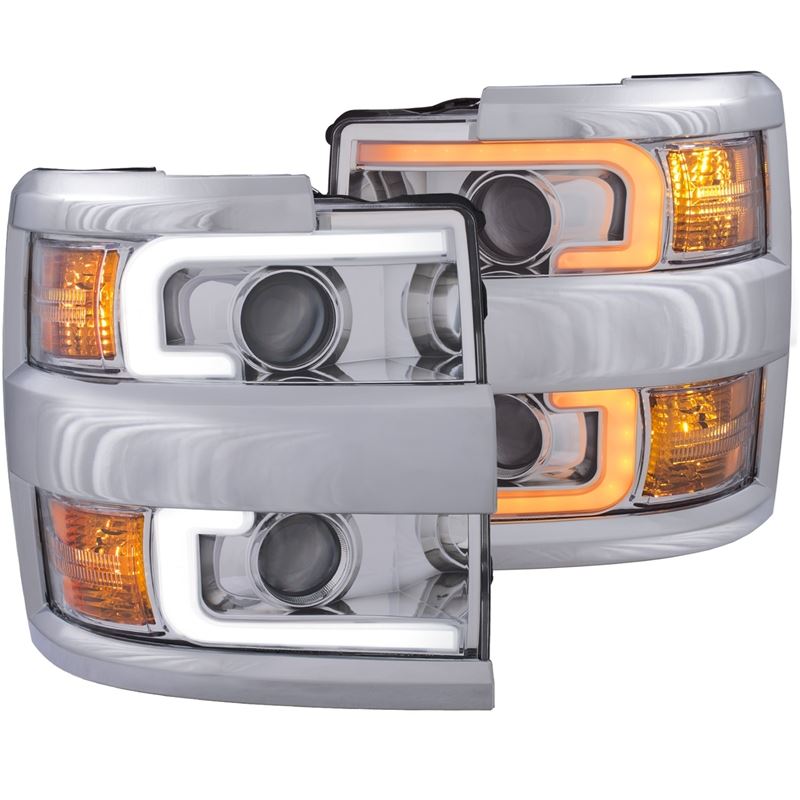 ANZO USA Projector Headlights 15-17 Chevrolet Silverado 2500HD / 3500HD Chrome w/ Chrome Rim (111366)