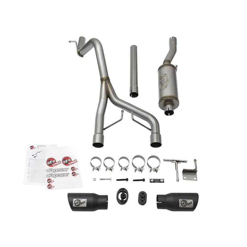 aFe Rebel Series 2-1/2 IN 409 Stainless Steel Cat-Back Exhaust System w/Black Tip (49-48056-B)