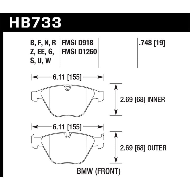 Hawk Performance Performance Ceramic Brake Pads (HB733Z.748)