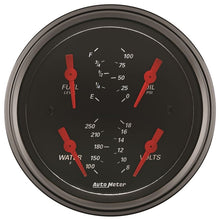 Load image into Gallery viewer, AutoMeter Designer Black 3.375in Quad Gauge - Fuel Level / Oil Pressure / Water Temp. / Voltmeter (1414)