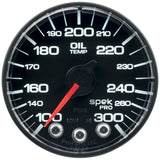 AutoMeter Spek-Pro Gauge Oil Temp 2 1/16in 300f Stepper Motor W/Peak and Warn Blk/Blk (P322324)