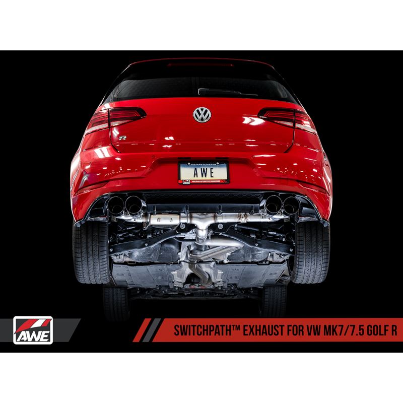 AWE SwitchPath Exhaust for MK7 Golf R - Diamond Black Tips, 102mm (3025-43068)