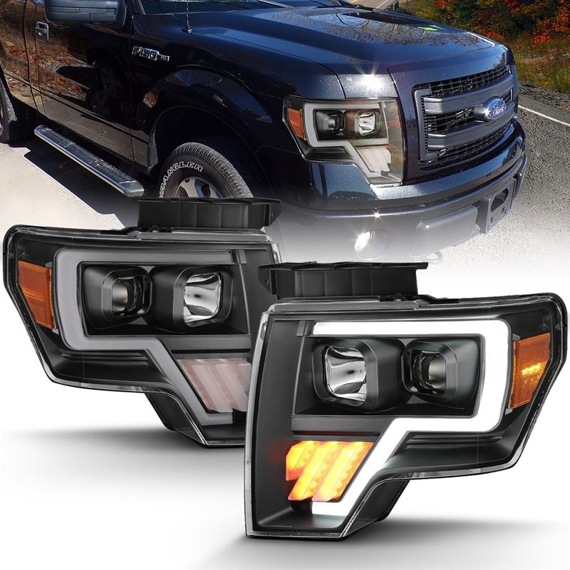 ANZO USA Projector Headlight Set, Light Bar G4 H.L., Black Amber, Pair, (111445)